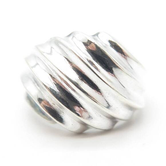 925 Sterling Silver Vintage Ribbed Ring Size 5.5 - Picture 3 of 8